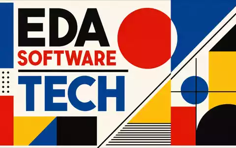 Cadence Design Systems US12541W1027 Bauhaus-Poster geometrische Formen Primärfarben mit den Texten EDA SOFTWARE und TECH - Foto: THN