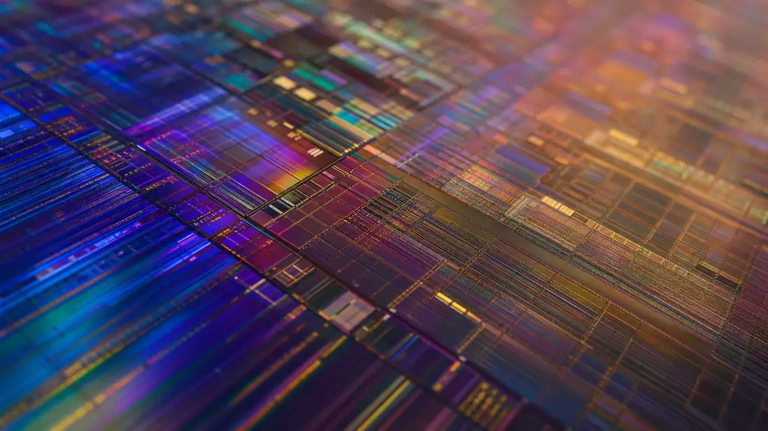 Makro Siliziumwafer irisierend bunte Dünnschicht-Interferenz Chip-Strukturen