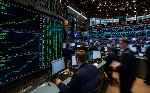 Cadence Design Systems US12541W1027 Börsen-Editorial auf dem NASDAQ Trading-Floor mit steigenden EDA Sektor Charts - Foto: THN