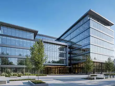 Cancom SE Unternehmenszentrale DE0005419105 als architektonisches 3D-Render eines modernen Glas- und StahlgebÀudes - Foto: THN