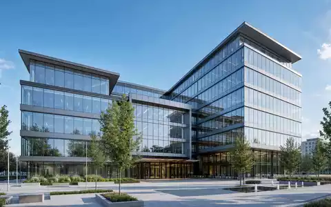 Cancom SE Unternehmenszentrale DE0005419105 als architektonisches 3D-Render eines modernen Glas- und Stahlgebäudes - Foto: THN