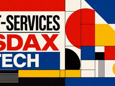 Cancom SE SDAX DE0005419105 als Bauhaus-Poster mit geometrischen Formen und IT-SERVICES TECH Schriftzug - Foto: THN