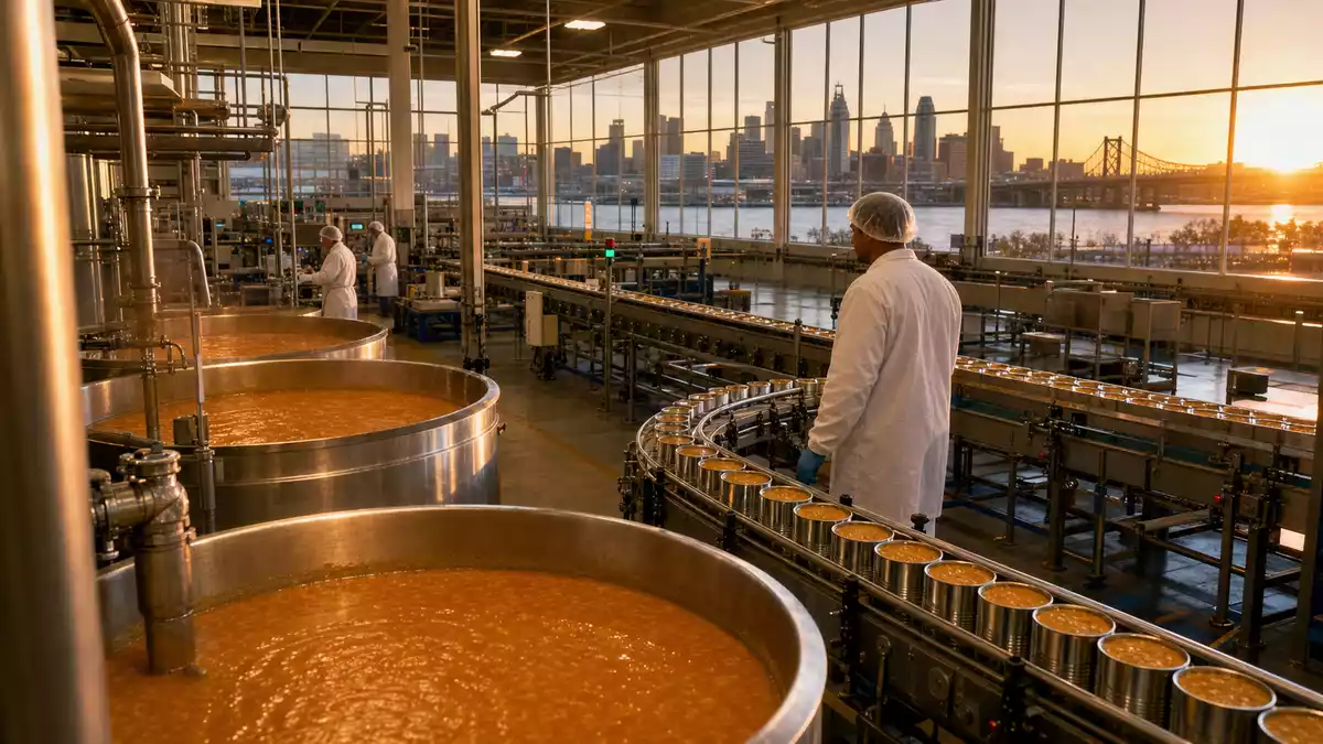 Fotorealistisches Bild der Campbell Soup Co. Fabrik in Camden NJ
