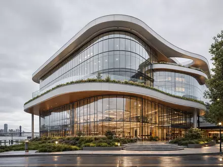Campbell Soup Co. Konzerngebäude als modernes Architektur Render am Flussufer in Camden NJ, ISIN US1280301048 - Foto: THN
