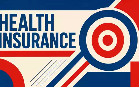 Cigna Group Bauhaus-Poster geometrisch mit HEALTH INSURANCE Sektortext, ISIN US1255231003, Primärfarben im Konstruktivismus-Stil - Foto: THN