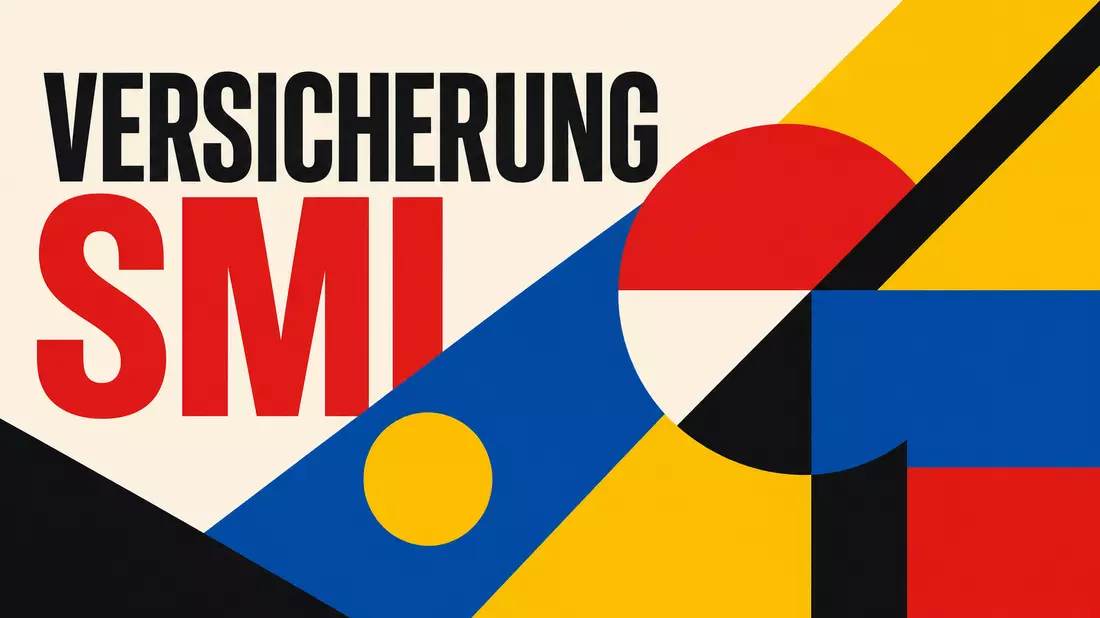 Bauhaus-Grafikposter mit geometrischen Formen und SMI VERSICHERUNG Text