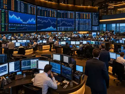 Chubb Limited Börsensaal CH0044328745 an der SIX Swiss Exchange mit Händlern und Versicherungs-Kurscharts an Screens - Foto: THN