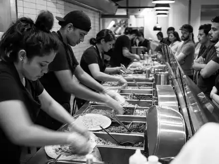 Chipotle Mexican Grill Reportage in Schwarz und Weiß dokumentiert den Restaurantbetrieb der Aktie US1696561059 - Foto: THN