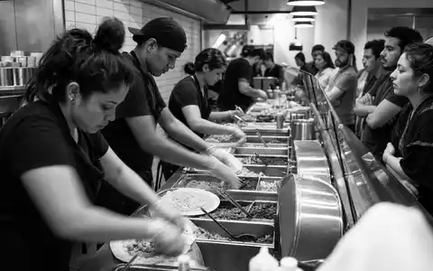 Chipotle Mexican Grill Reportage in Schwarz und Weiß dokumentiert den Restaurantbetrieb der Aktie US1696561059 - Foto: THN