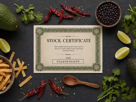 Chipotle Mexican Grill Aktien Zertifikat ISIN US1696561059 liegt auf einem Flatlay mit mexikanischen Zutaten - Foto: THN