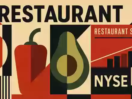 Chipotle Mexican Grill Bauhaus Poster mit NYSE und geometrischen Formen steht für die Aktie US1696561059 - Foto: THN