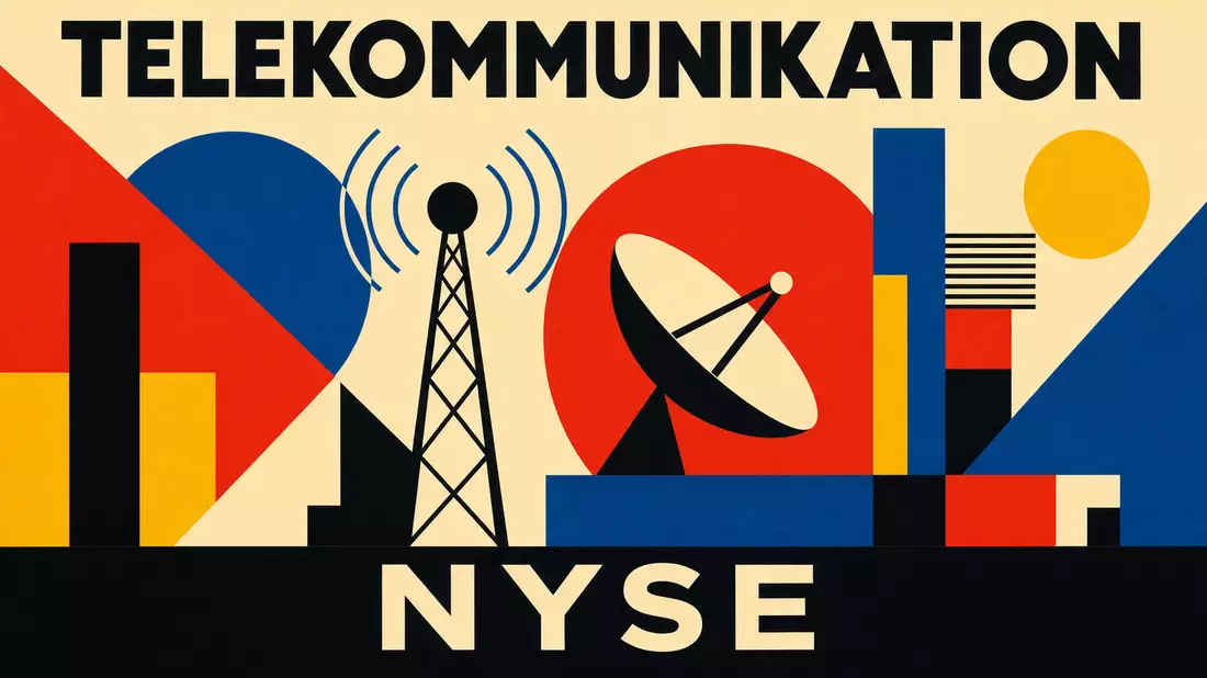 Bauhaus-Grafikposter: TELEKOMMUNIKATION und NYSE in geometrischem Stil
