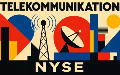 Charter Communications US16119P1084 Bauhaus-Poster geometrisch mit Text TELEKOMMUNIKATION und NYSE in Primärfarben - Foto: THN