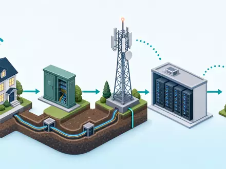 Charter Communications US16119P1084 isometrische 3D-Wertschöpfungskette von Haus über Verteilerkasten und Mast bis Rechenzentrum - Foto: THN