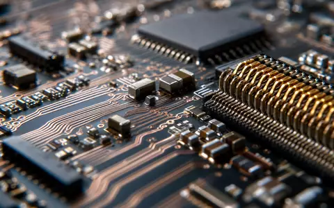 Keysight Technologies (US49338L1035) fokussiert eine Makroaufnahme einer Leiterplatte mit feinen Kupferbahnen und vergoldeten Kontaktstiften - Foto: THN