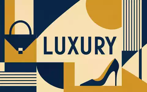 Geometrisches Bauhaus-Poster mit Sektor-Text LUXURY repräsentiert die Branche von Kering S.A. ISIN FR0000121485 - Foto: THN