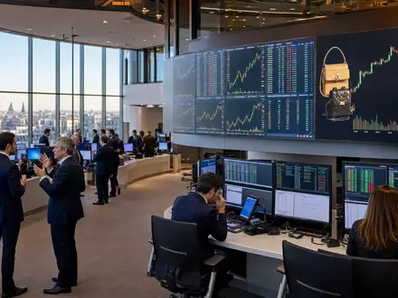 Editorial-Aufnahme vom Handelsraum der Euronext Paris zeigt Marktumfeld von Kering S.A. mit ISIN FR0000121485 heute - Foto: THN
