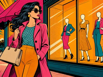 Farbenfrohe Pop-Art-Comicszene einer Modeboutique verkörpert kreativ die Markenwelt von Kering S.A. FR0000121485 - Foto: THN