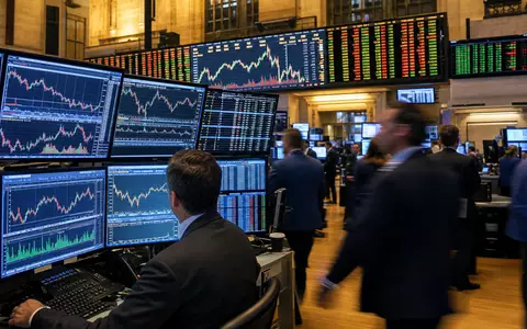 New Yorker Börsen-Editorial zeigt Händler vor Konsumgüter-Charts und verbindet Finanzwelt mit Kenvue US49177J1025 - Foto: THN