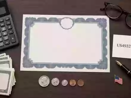 KeyCorp mit ISIN US4932671088 symbolisiert dieses Flatlay mit Aktienzertifikat, ISIN-Karte, Bargeld und klassischen Büroutensilien - Foto: THN