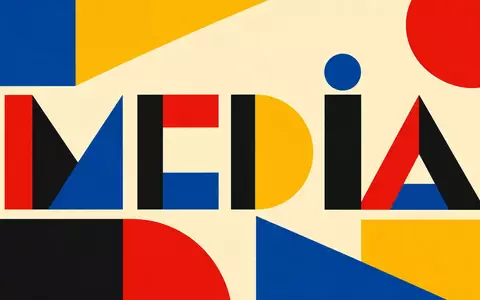 ProSiebenSat.1 Media DE000PSM7770 wird als Bauhaus-Poster mit geometrischen Formen und dem Sektor-Schriftzug MEDIA dargestellt - Foto: THN