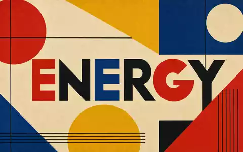 Bauhaus-Poster mit Sektor-Text ENERGY symbolisiert Public Service Ent. Aktie US7445731067 im geometrischen Grafikdesign heute - Foto: THN