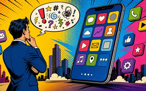 Pop-Art-Comic-Szene mit App-Icons visualisiert Prosus N.V., ISIN NL0013654783, digitale Konsumenten-Plattformen der Beteiligungsholding - Foto: THN