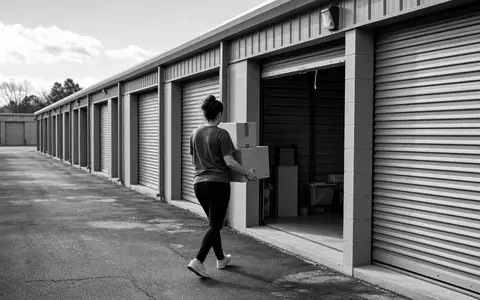 Dokumentarische Schwarzweiß-Aufnahme zeigt Umzugsalltag bei Public Storage, Aktie ISIN US74460W1099, im Self-Storage-Segment - Foto: THN