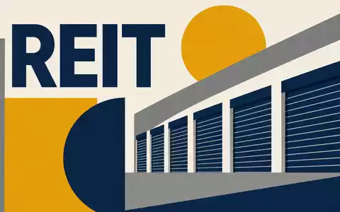 Geometrisches Bauhaus-Poster mit REIT-Schriftzug symbolisiert Public Storage, Aktie ISIN US74460W1099, im Immobiliensektor - Foto: THN