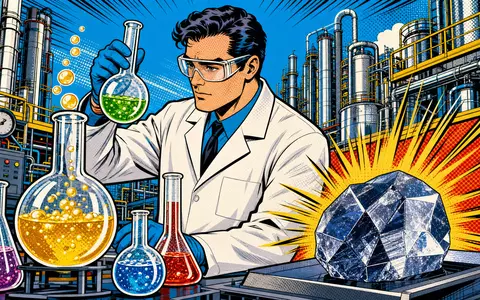 Wacker Chemie AG (DE000WCH8881) inspiriert diese farbenfrohe Pop-Art-Comic-Szene mit Chemiker und Siliziumkristall - Foto: THN