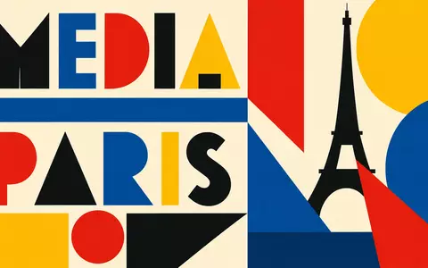 Vivendi SE (FR0000127771) gehört zum Sektor MEDIA; das Bauhaus-Poster kombiniert geometrische Formen mit Pariser Motiven - Foto: THN