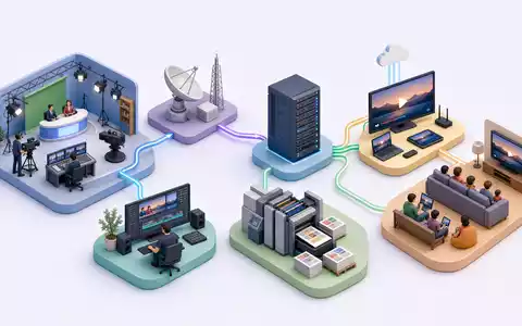 Vivendi SE (FR0000127771) deckt die gesamte Medienkette ab; das isometrische Diagramm zeigt Produktion bis Publikum - Foto: THN