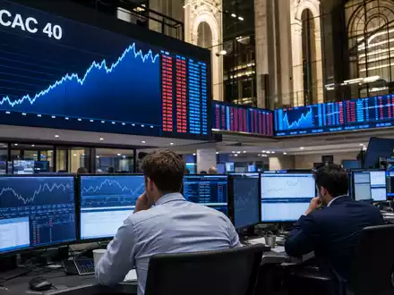 Vivendi SE (FR0000127771) notiert im CAC 40; die Szene zeigt einen Börsen-Handelsraum in Paris - Foto: THN