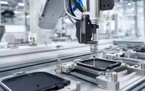 Nordson Corporation US6556631025 zeigt präzise industrielle Dosieranlage für Klebstoffauftrag in moderner Fertigungslinie - Foto: THN