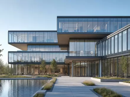 Electrolux AB (ISIN SE0016589188) präsentiert einen modernen Architektur-Render eines Hauptsitz-Bürogebäudes mit eleganter Glasfassade - Foto: THN