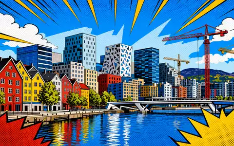 Castellum AB (SE0021921319) prägt nordische Städte mit Bauprojekten, verspielt gezeigt in diesem farbenfrohen Pop-Art-Comic-Stil - Foto: THN