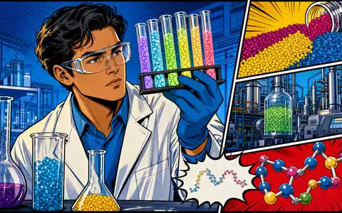 Pop-Art-Comic mit Chemiker präsentiert humorvoll die Branche von EMS-Chemie Holding AG, ISIN CH0016440353, farbenfroh illustriert - Foto: THN