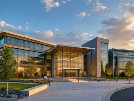 Hormel Foods US4404521001 – Architektur-Render eines modernen Firmensitzes aus Glas und Stahl - Foto: THN