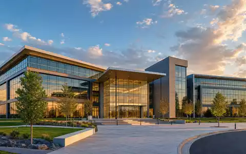 Hormel Foods US4404521001 – Architektur-Render eines modernen Firmensitzes aus Glas und Stahl - Foto: THN