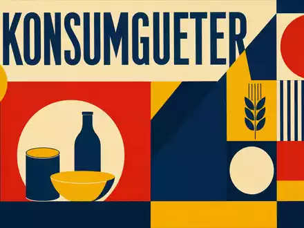Hormel Foods US4404521001 – Bauhaus-Poster mit geometrischen Formen und KONSUMGUETER Sektor-Text in Primärfarben - Foto: THN