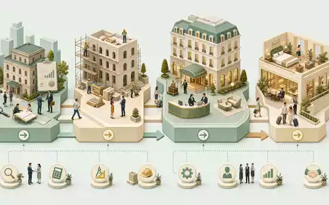 Host Hotels & Resorts US44107P1049 – isometrisches 3D-Diagramm der Wertschöpfungskette im Hotelsektor - Foto: THN