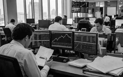 Dokumentarische Schwarzweiß-Reportage zeigt Analysten bei Finanzanalyse als Sinnbild für Moody's Corporation, ISIN US6153691059, Ratingbranche - Foto: THN