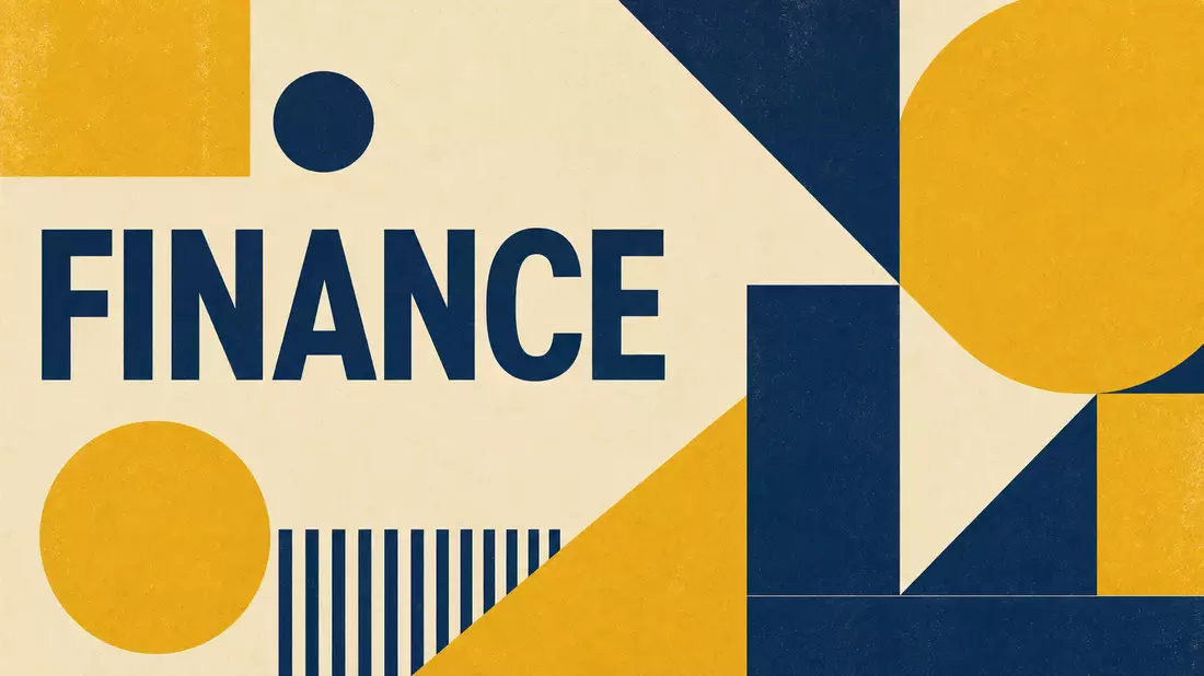 Bauhaus-inspiriertes geometrisches Poster mit dem Wort FINANCE