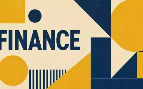 Geometrisches Bauhaus-Poster mit Sektor-Text FINANCE symbolisiert Moody's Corporation, ISIN US6153691059, in reduzierter Designsprache - Foto: THN