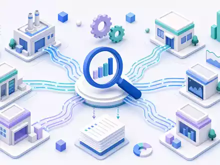 Isometrische 3D-Illustration zeigt Bewertungsprozess-Kette und visualisiert die Arbeitsweise von Moody's Corporation, ISIN US6153691059, schematisch - Foto: THN