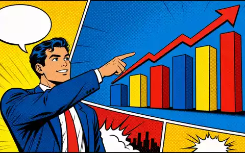 Farbenfrohe Pop-Art-Comic-Szene mit Finanzanalystin und Diagrammen inszeniert Moody's Corporation, ISIN US6153691059, im Comic-Stil - Foto: THN