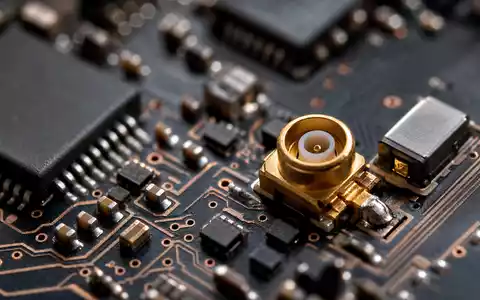 Motorola Solutions (ISIN US6200763075) Makroaufnahme einer Leiterplatte mit Kupferbahnen und Antennenanschluss in Detailschärfe - Foto: THN