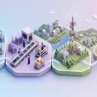 Motorola Solutions (ISIN US6200763075) isometrische 3D-Grafik der Wertschöpfungskette von Fertigung bis Leitstelle - Foto: THN