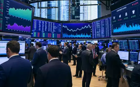 Editorial-Aufnahme eines Börsenparketts mit KonsumgĂŒter-Charts reprĂ€sentiert den Börsenhandel mit Monster Beverage, ISIN US61174X1090 - Foto: THN