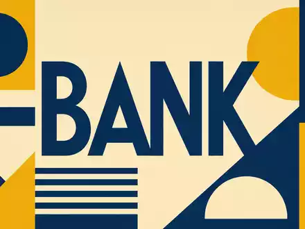 Geometrisches Bauhaus-Poster mit dem Wort BANK symbolisiert die Morgan Stanley Aktie mit ISIN US6174464486 - Foto: THN